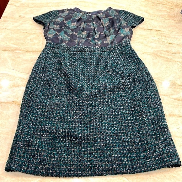 Talbots Dresses & Skirts - Talbots | Mixed Media Midi Sheath Dress | Green Navy Multi | Size‎ 10